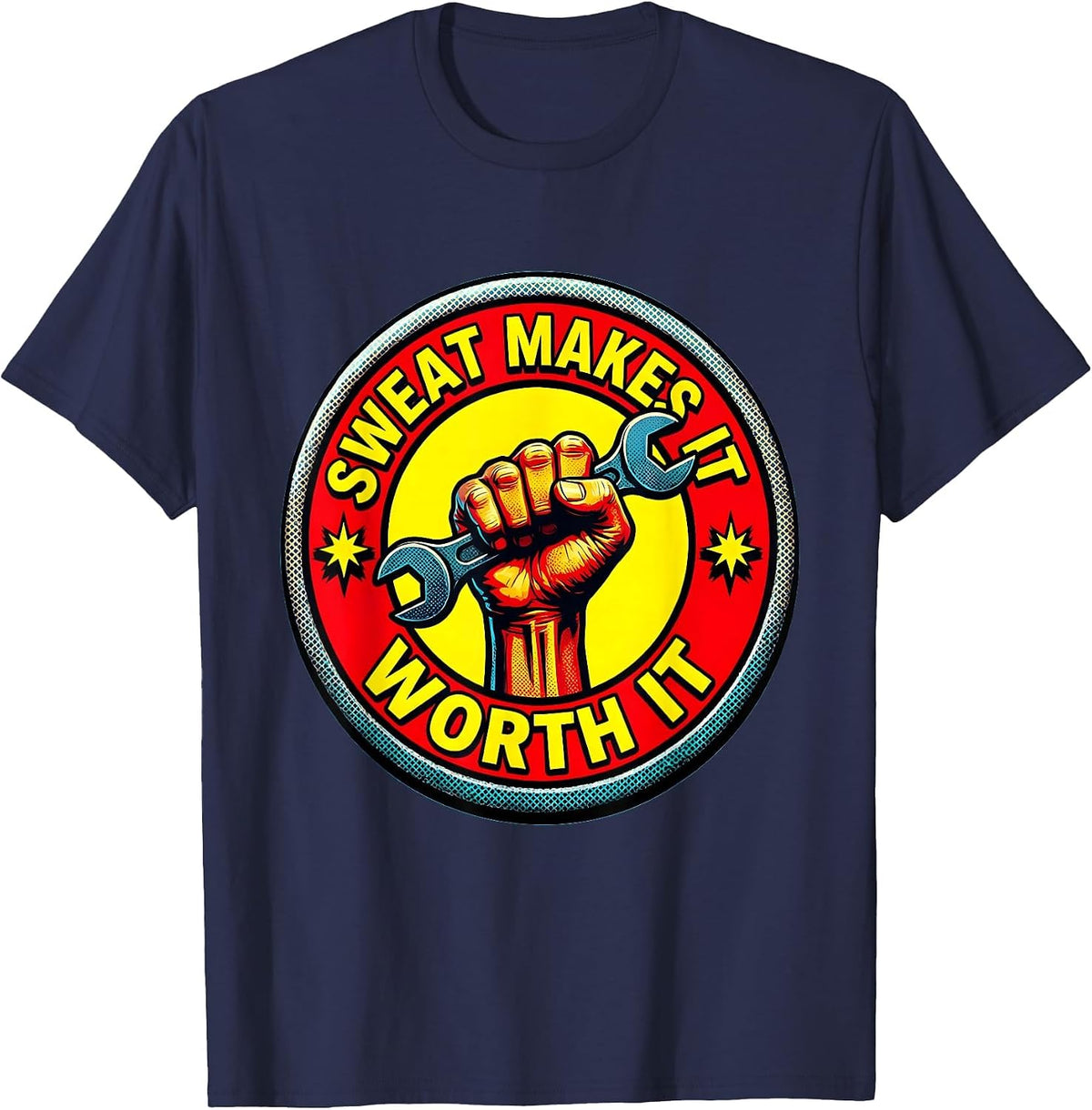 Sweat Makes It Worth It Labor Day Graphic T-Shirt - Navy Blue