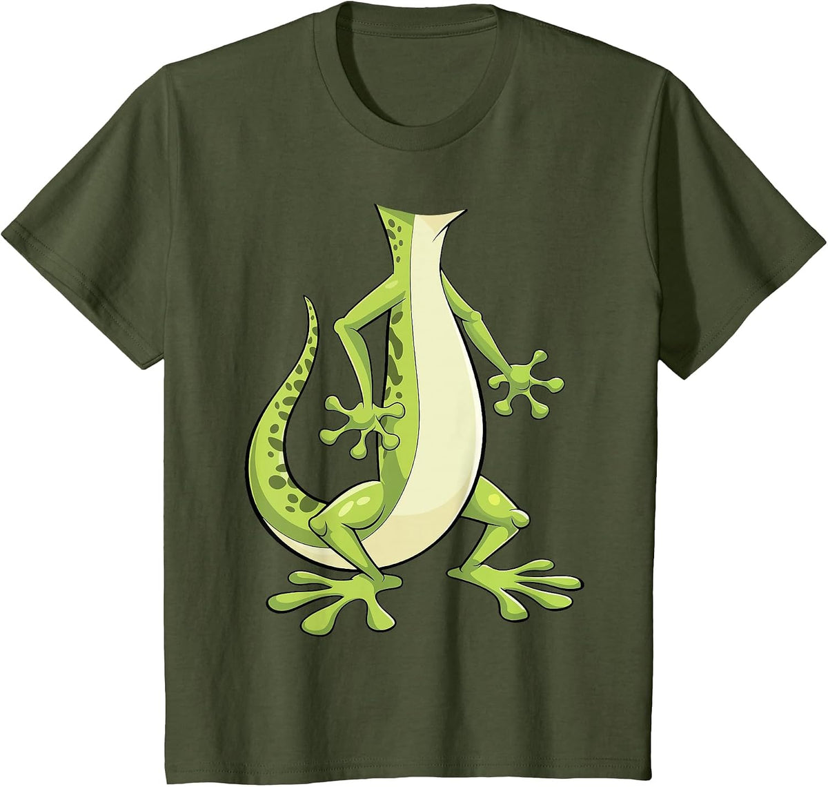 Gecko Shirt for Adults and Kids Green Lizard Costume Tees T Shirts Men Women - Olive Green