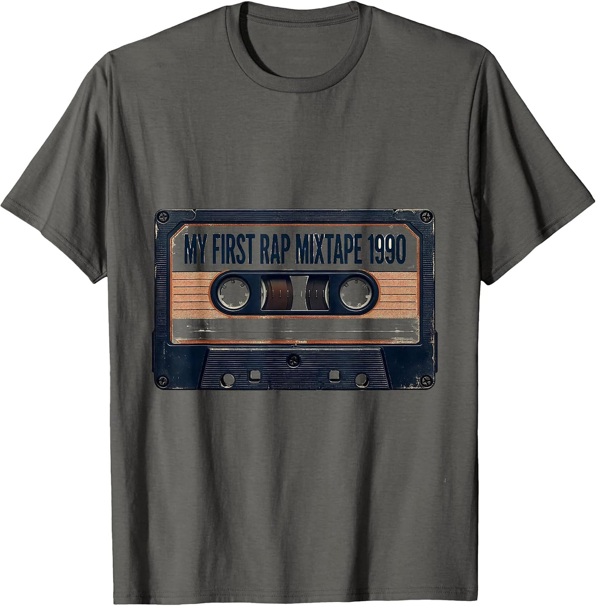 Men's My First Rap Mixtape 1990 Vintage Retro Hip Hop Nostalgia T-Shirt - Asphalt Grey