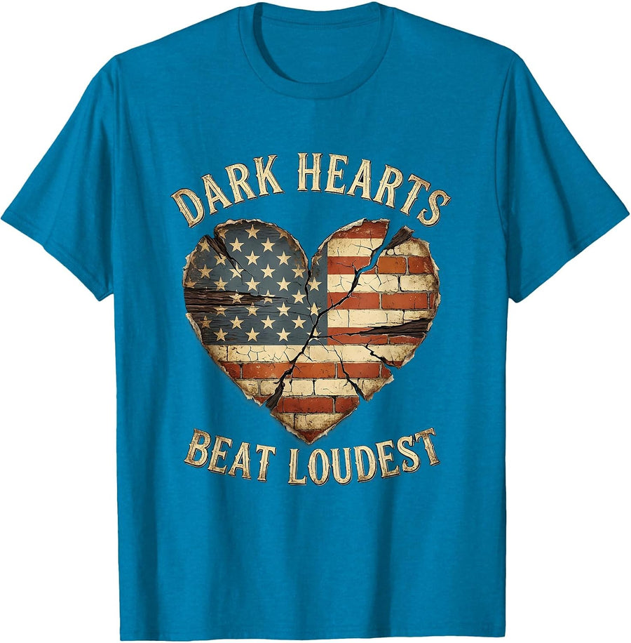 Dark Hearts Beat Loudest Gothic Design T-Shirt - Sapphire Blue