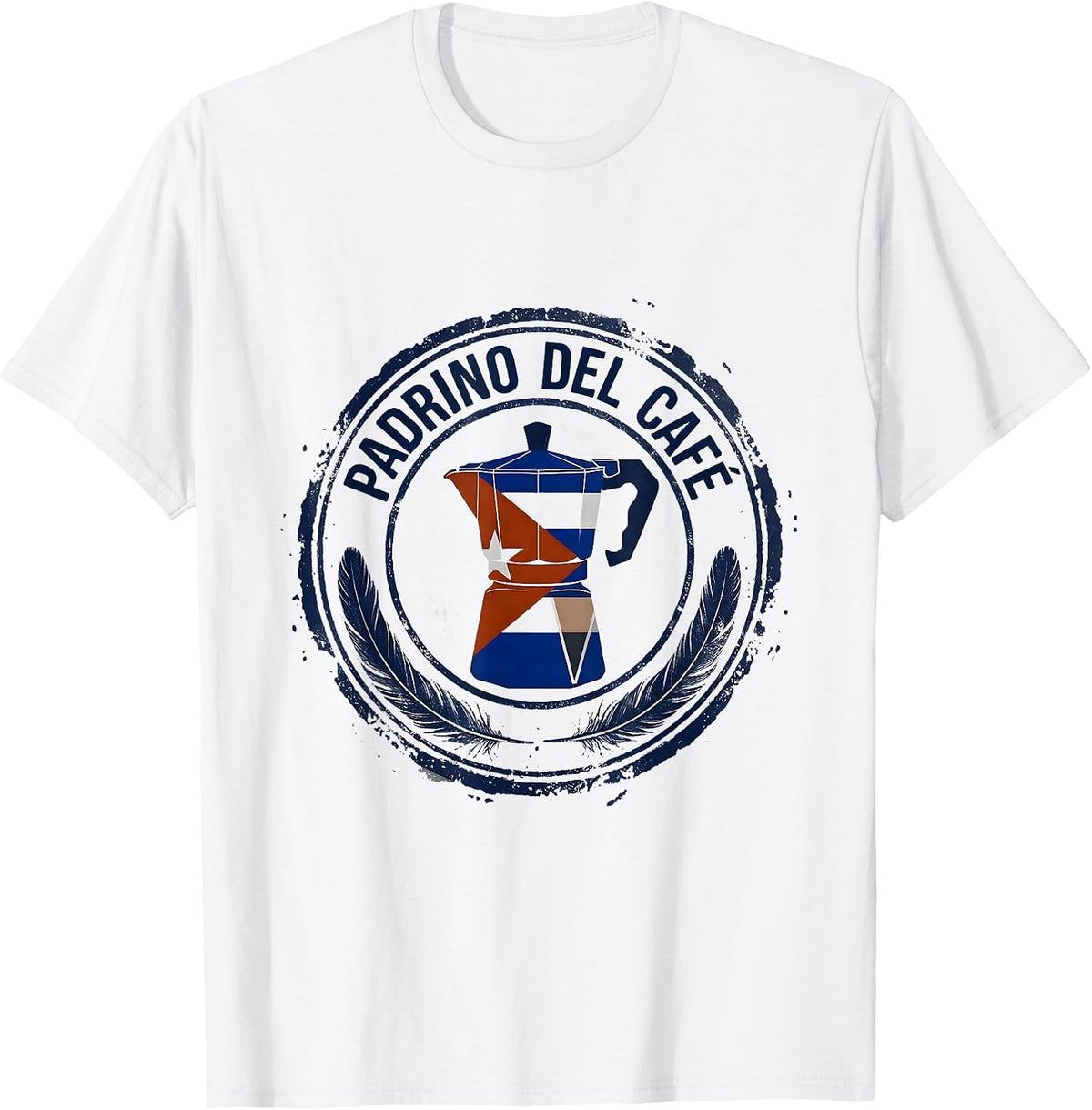 Men's Padrino Del Café Rubber Stamp Cuban Heritage Family Humor T-Shirt - White