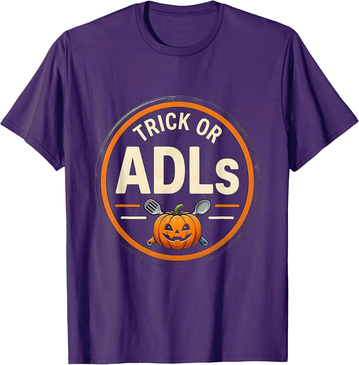 Men's Trick or ADLs Funny Physical Therapy Halloween PT Humor T-Shirt - Purple