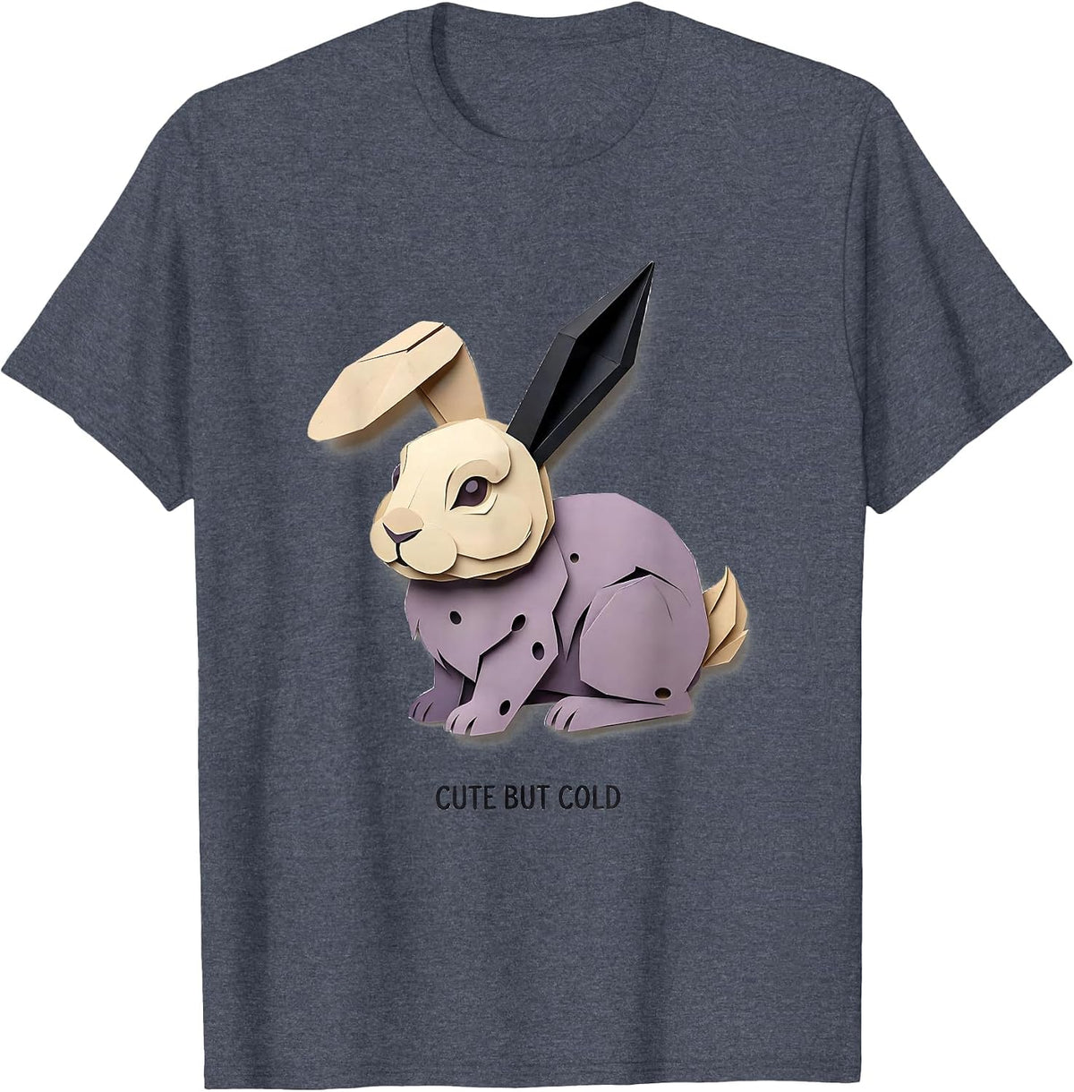 Cute But Cold Paper Cutout Bunny Rabbit Alt Goth Grunge T-Shirt - Heather Blue