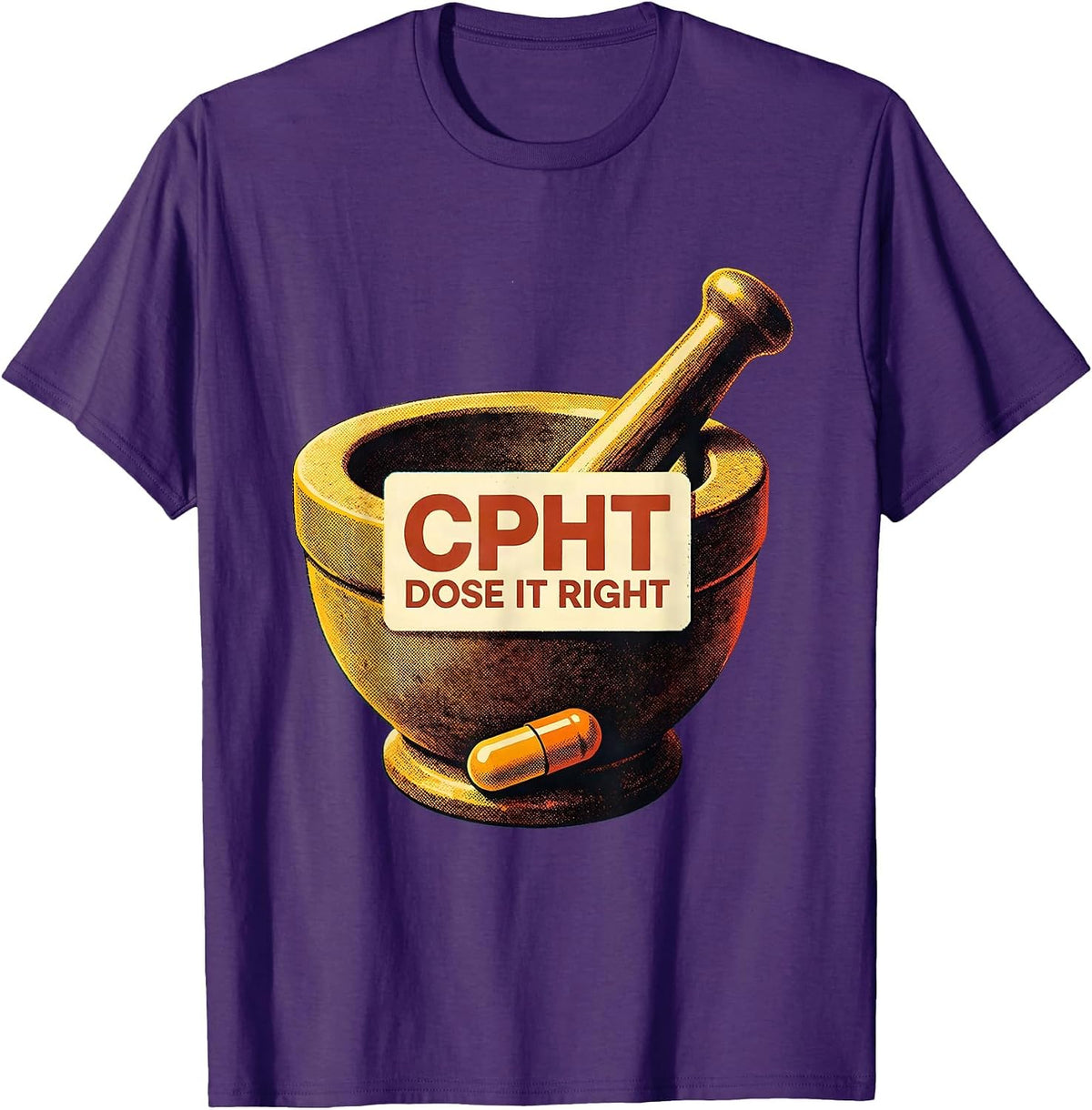 Men's CPhT Dose It Right Vintage Pharmacy Technician Cute Humor T-Shirt - Purple