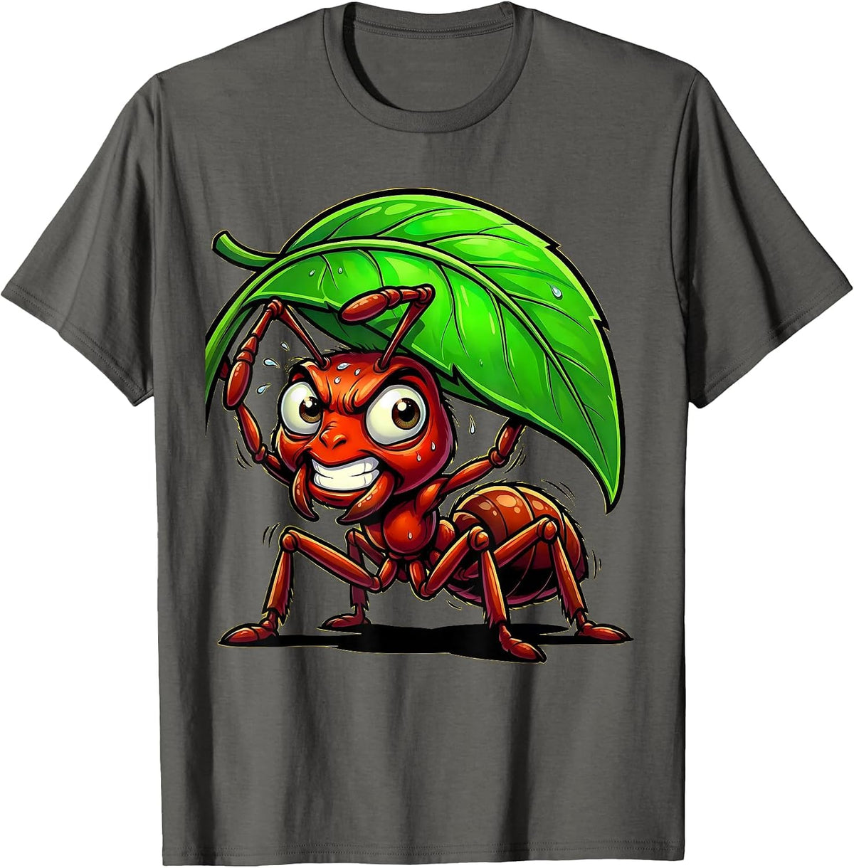 Play Is Learning Ant Carrying Leaf Teacher Gift T-Shirt - Asphalt Grey