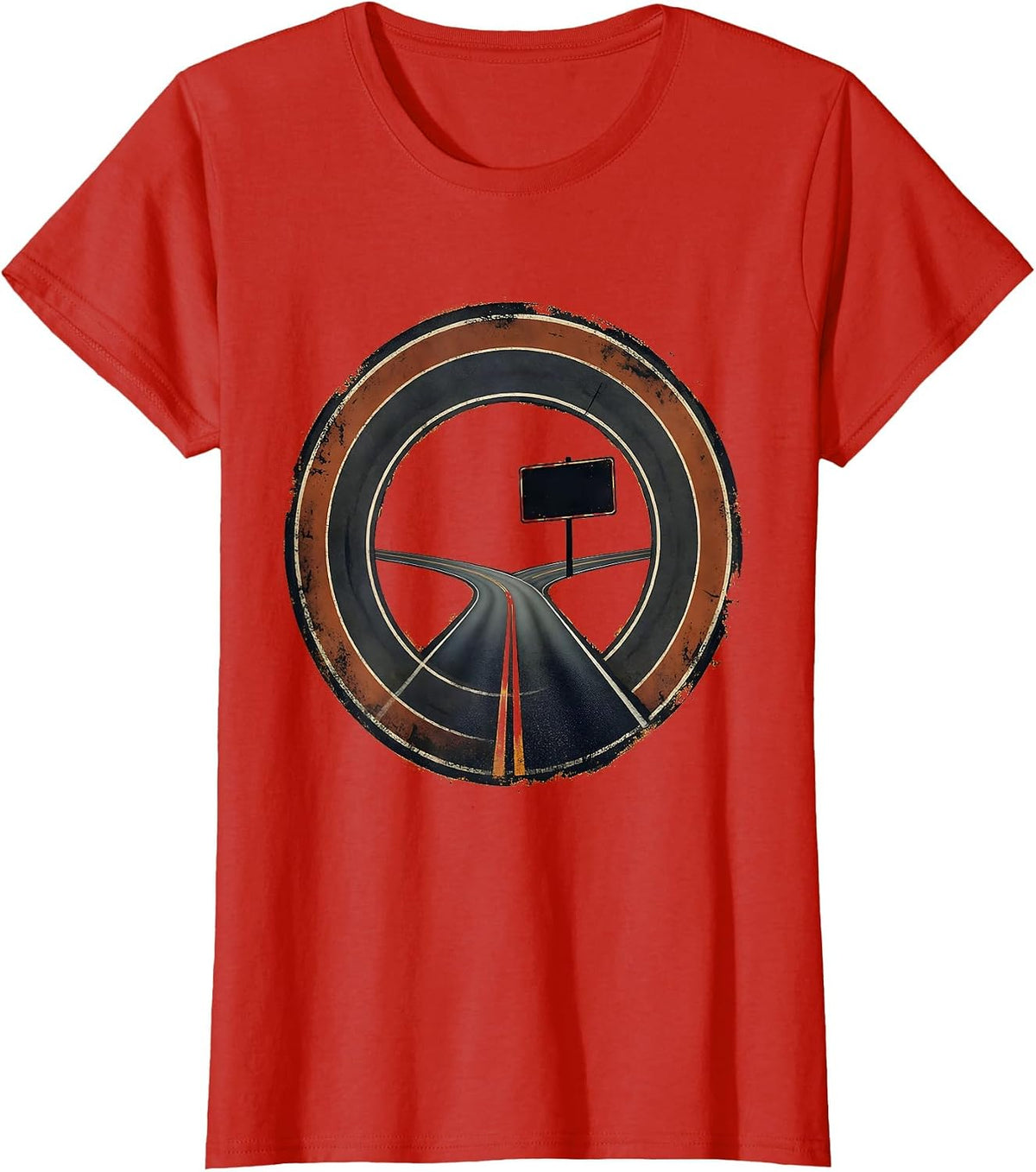 Women's Distressed Math Teacher Road Track Badge Humor T-Shirt - Red
