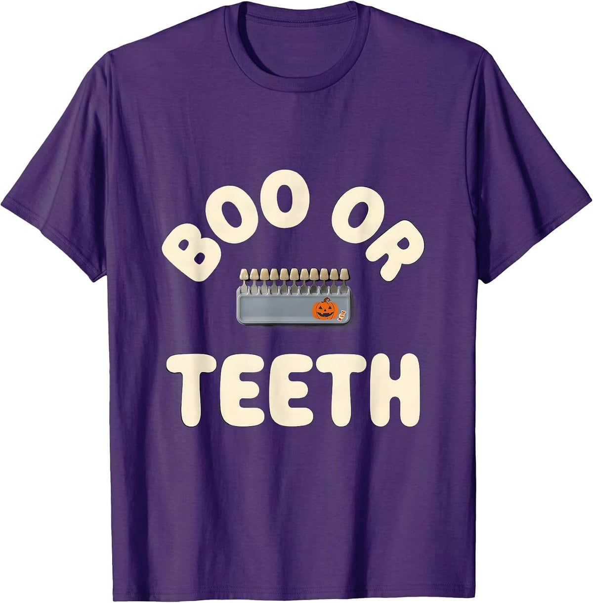 Men's Boo Or Teeth Funny Dental Hygienist Halloween Work T-Shirt - Purple
