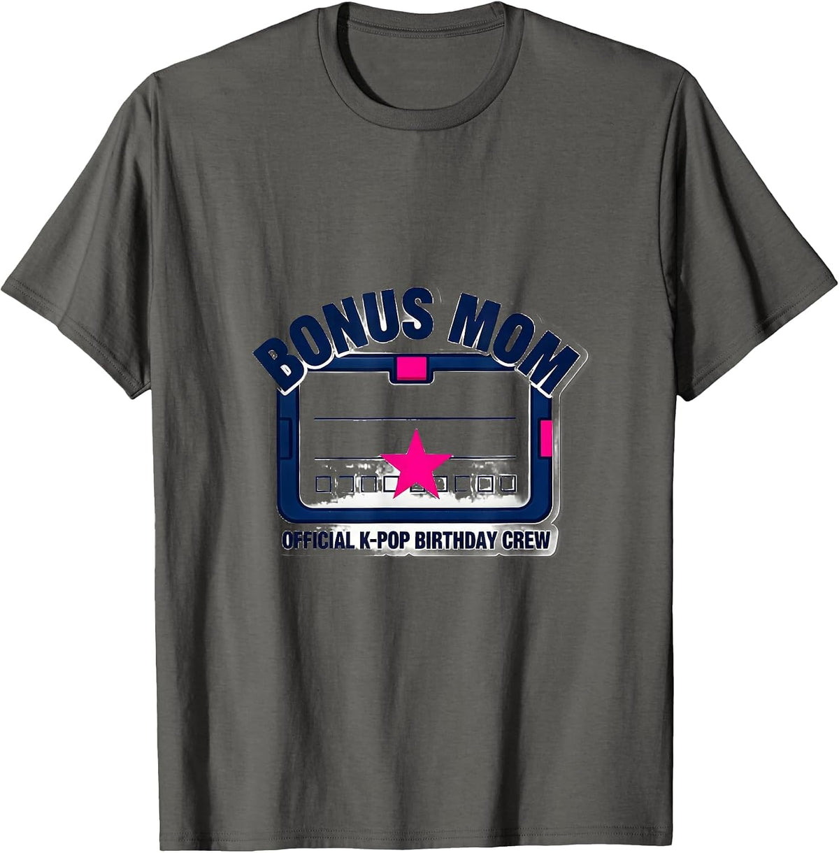 Men's Bonus Mom Official K-Pop Birthday Crew K-Pop Fan T-Shirt - Asphalt Grey