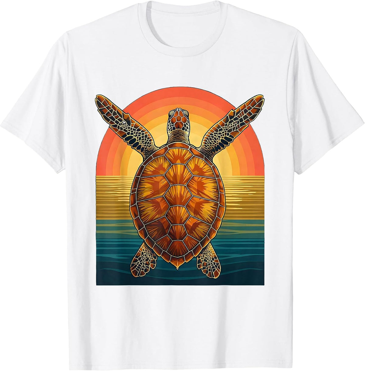 Men's Sea Turtle Sunlit Ocean Surf Graphic T-Shirt - White