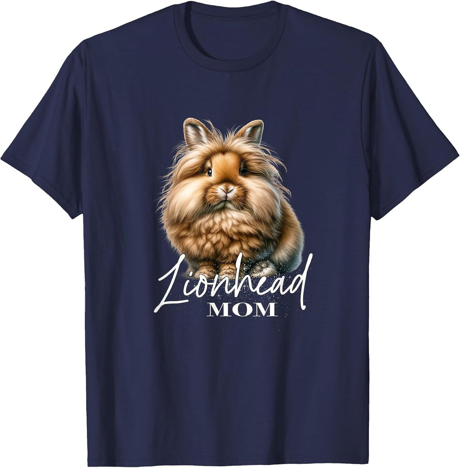 Lionhead Rabbit Mom T-Shirt - Navy Blue