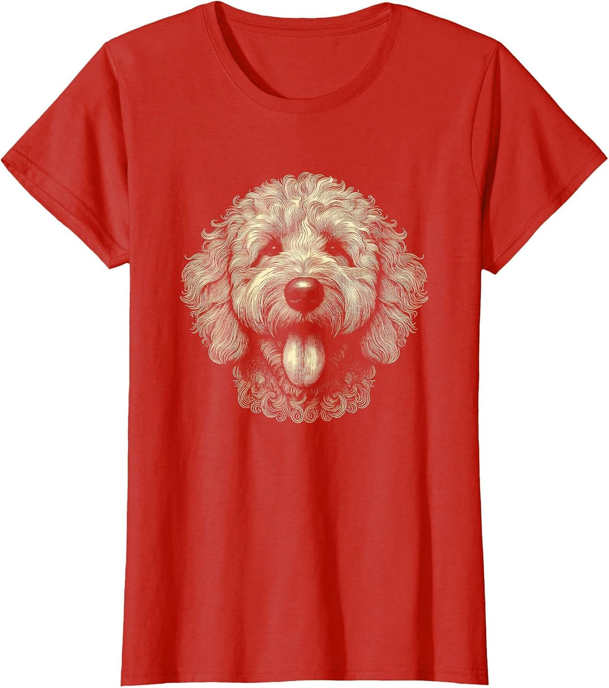 Goldendoodle Dog Face Art Design for Men and Women T-Shirt - Red