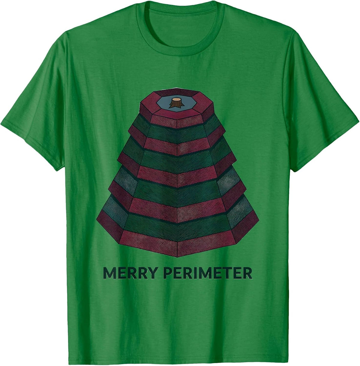 Men's Merry Perimeter Math Teacher Christmas Pun Humor Geometry T-Shirt - Kelly Green