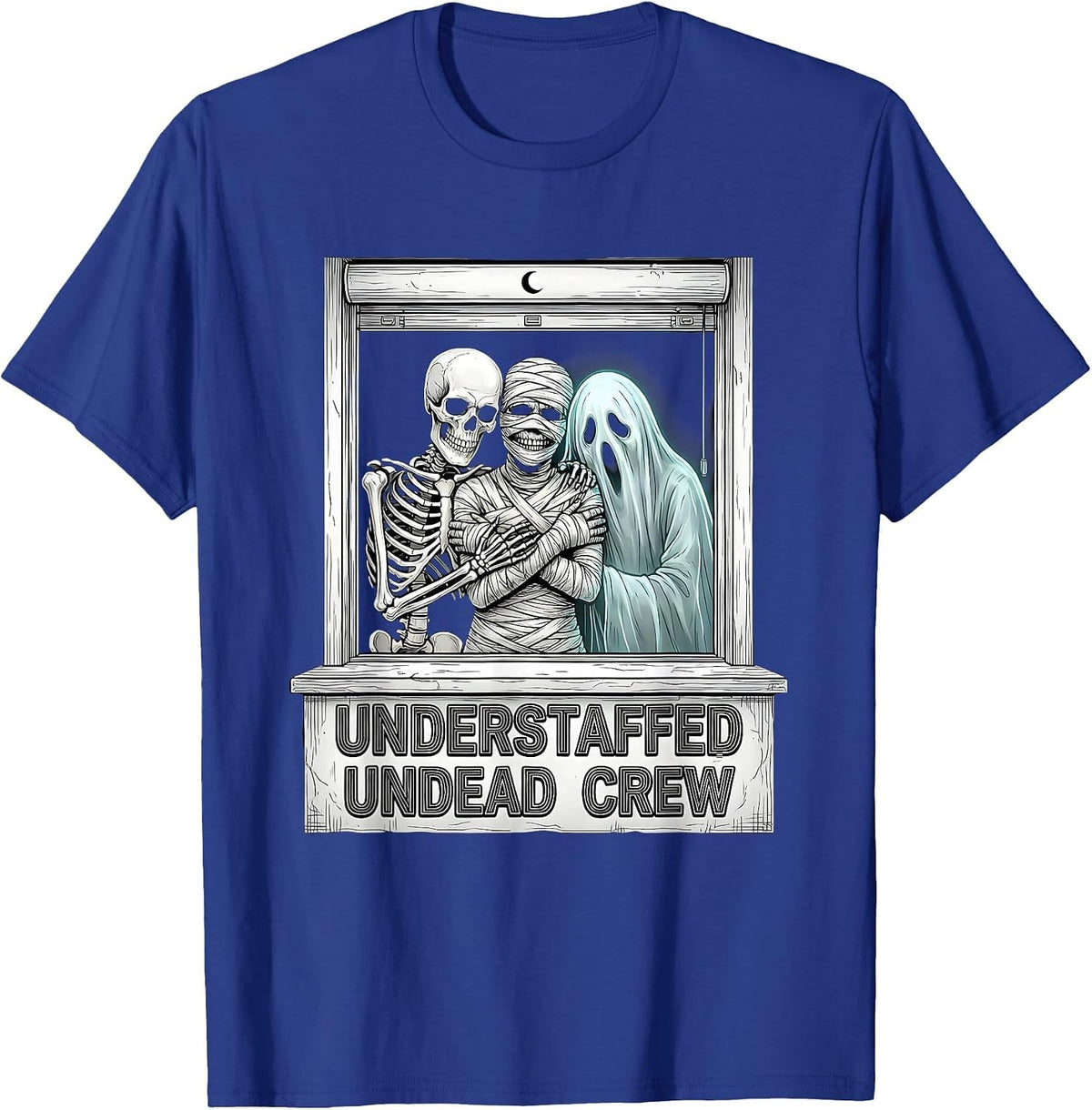 Men's Understaffed Undead Crew Funny Pharmacy Tech Halloween Crew T-Shirt - Royal Blue
