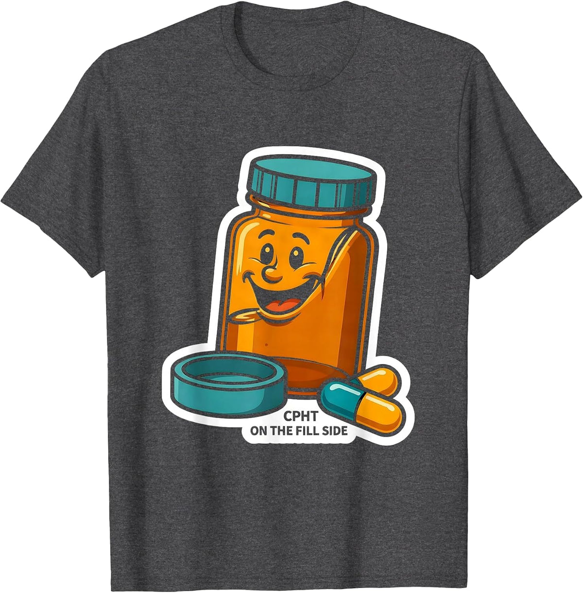 Men's CPhT On The Fill Side Cute Pharmacy Tech Humor T-Shirt - Dark Heather Grey
