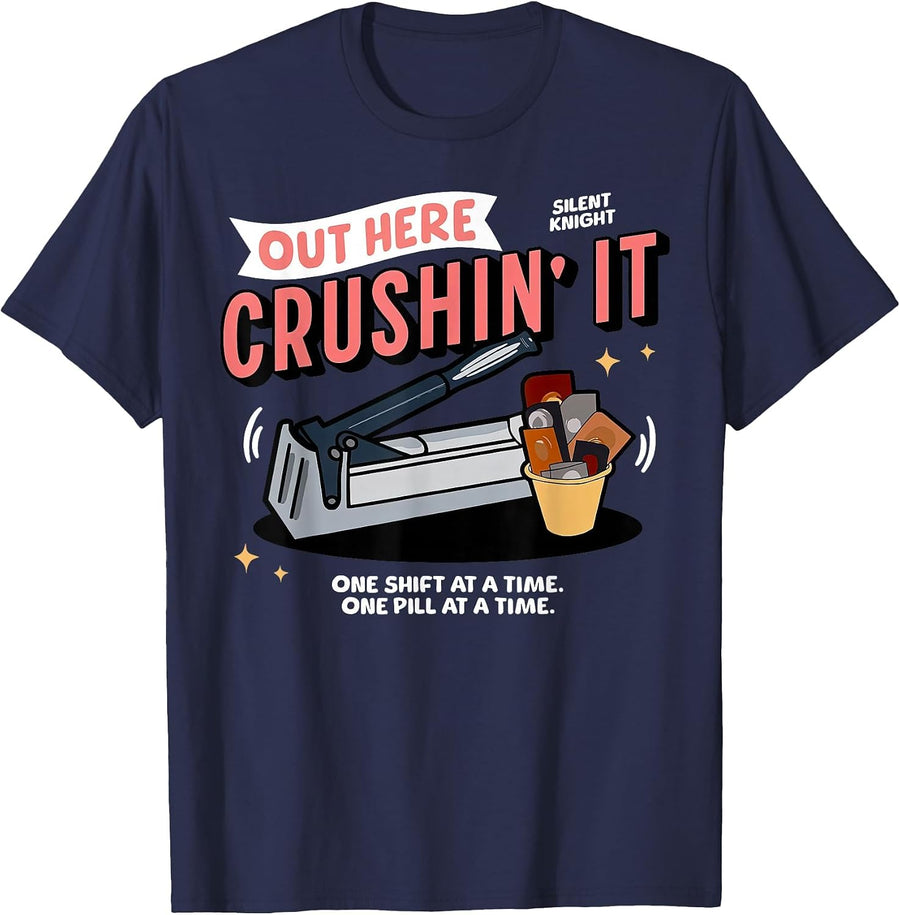 Med Tech Out Here Crushin' It Medication Aide Funny Nurse T-Shirt - Navy Blue