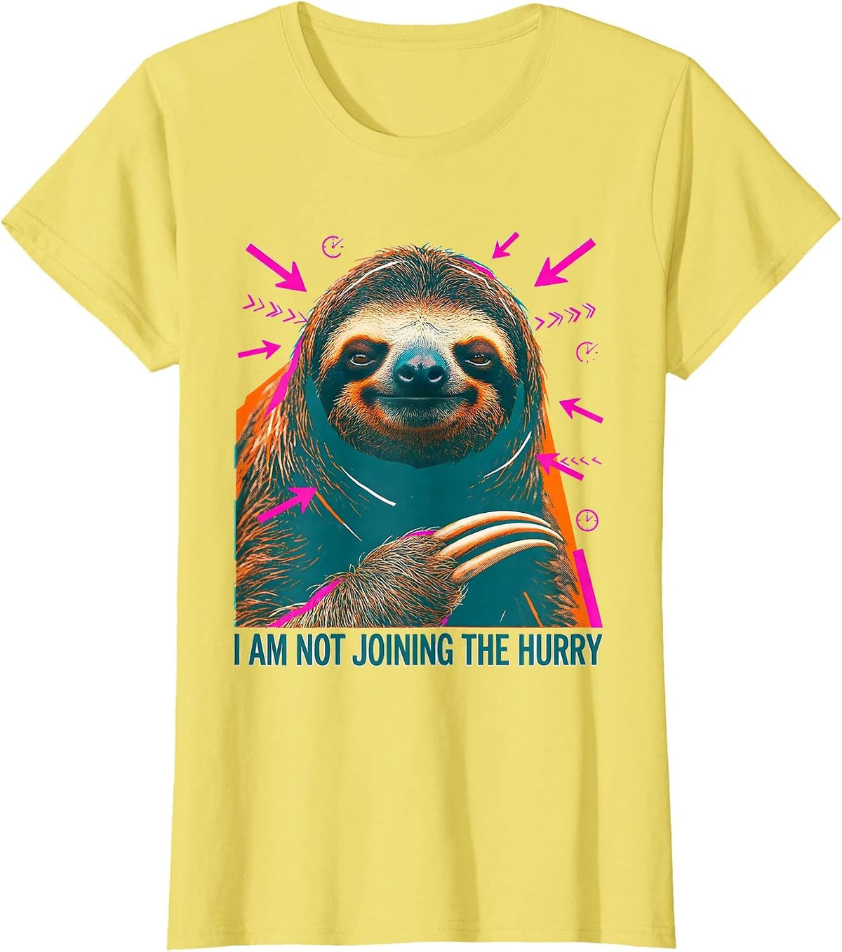 Women's I Am Not Joining The Hurry Funny Sloth Lover Gift T-Shirt - Lemon Yellow