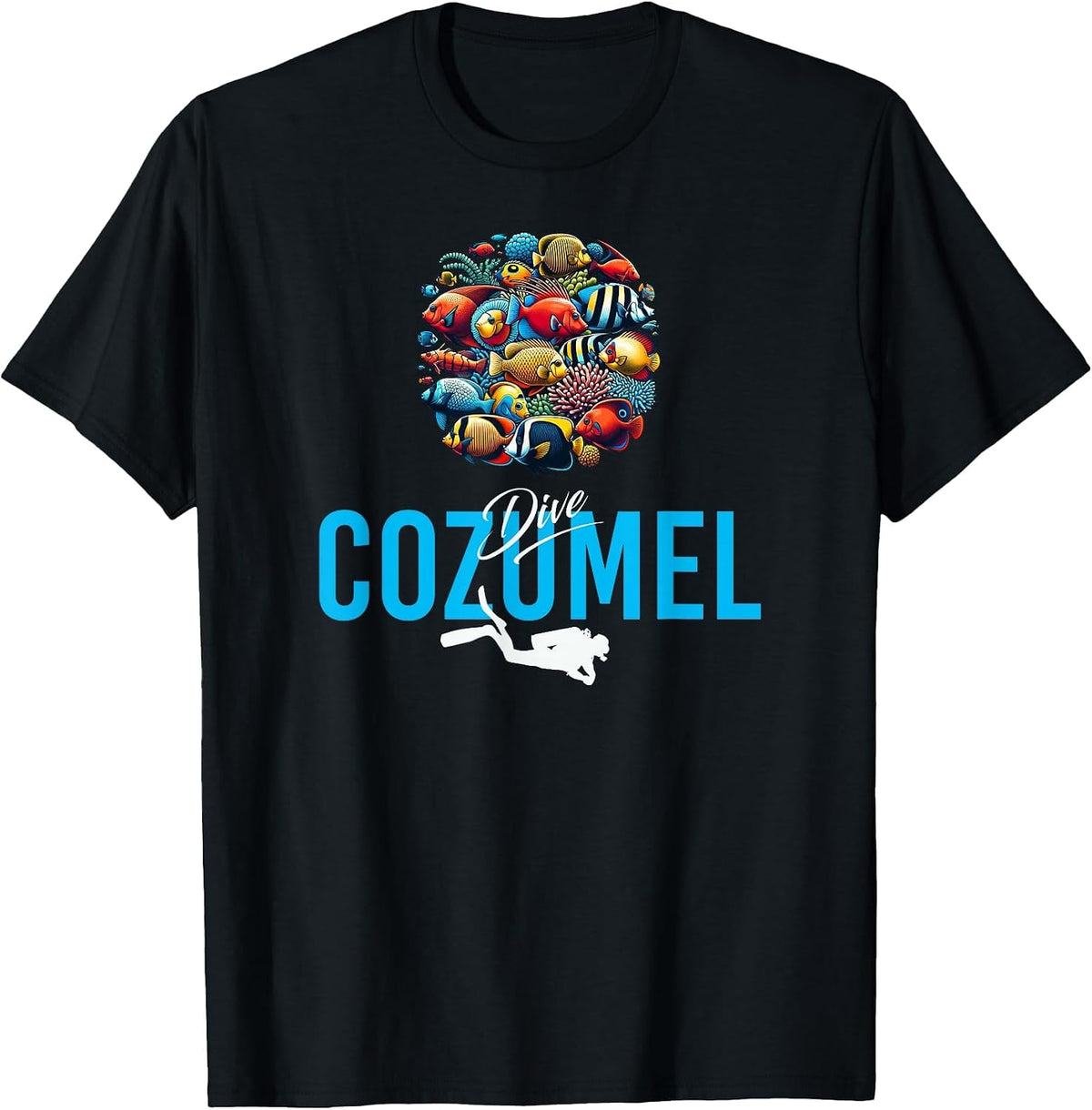 Scuba Dive Cozumel Tropical Fish T-Shirt - Black