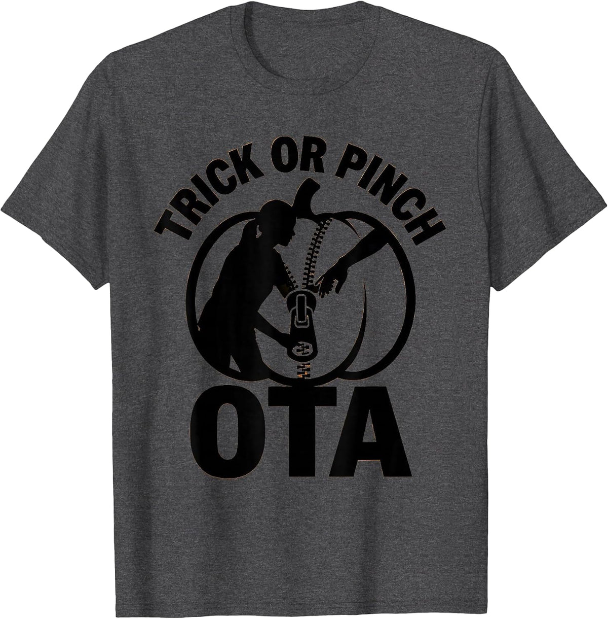 Men's Trick Or Pinch OTA Physical Therapy Halloween Therapist T-Shirt - Dark Heather Grey