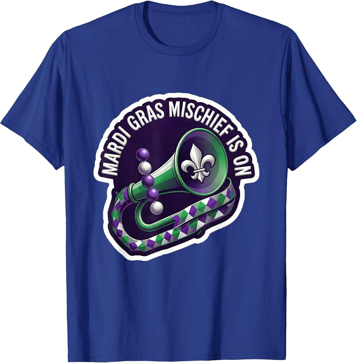 Men's Mardi Gras Mischief Is On Festive Humor Carnival Party T-Shirt - Royal Blue