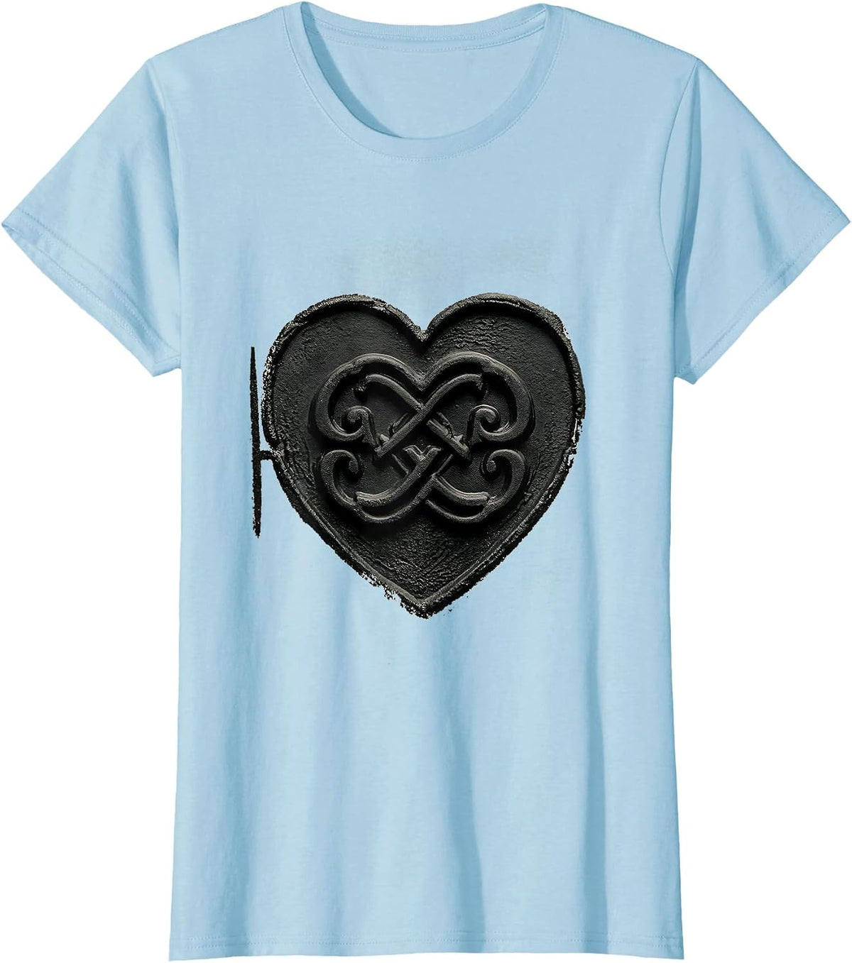 Heart-Shaped Initials Matching Pair Rubber Stamp T-Shirt - Baby Blue