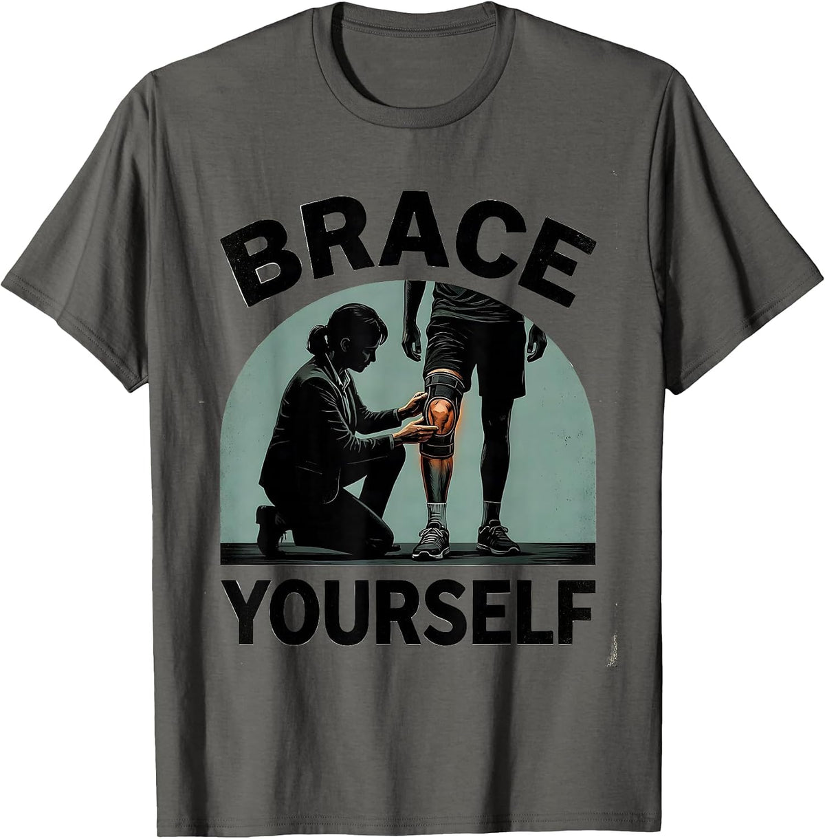 Men's Brace Yourself Vintage Funny Physical Therapist PT Gift T-Shirt - Asphalt Grey