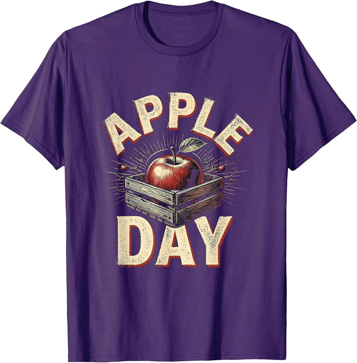 Apple Day Rubber Stamp Apple Lover Fruit Lover Orchard T-Shirt - Purple