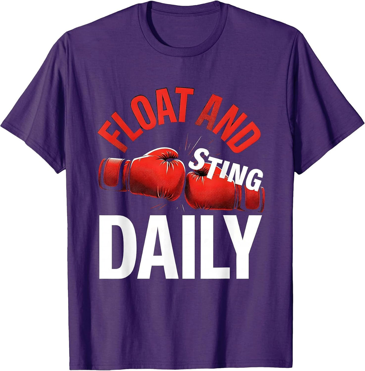 Float and Sting Daily Boxing Graphic Design T-Shirt - Purple