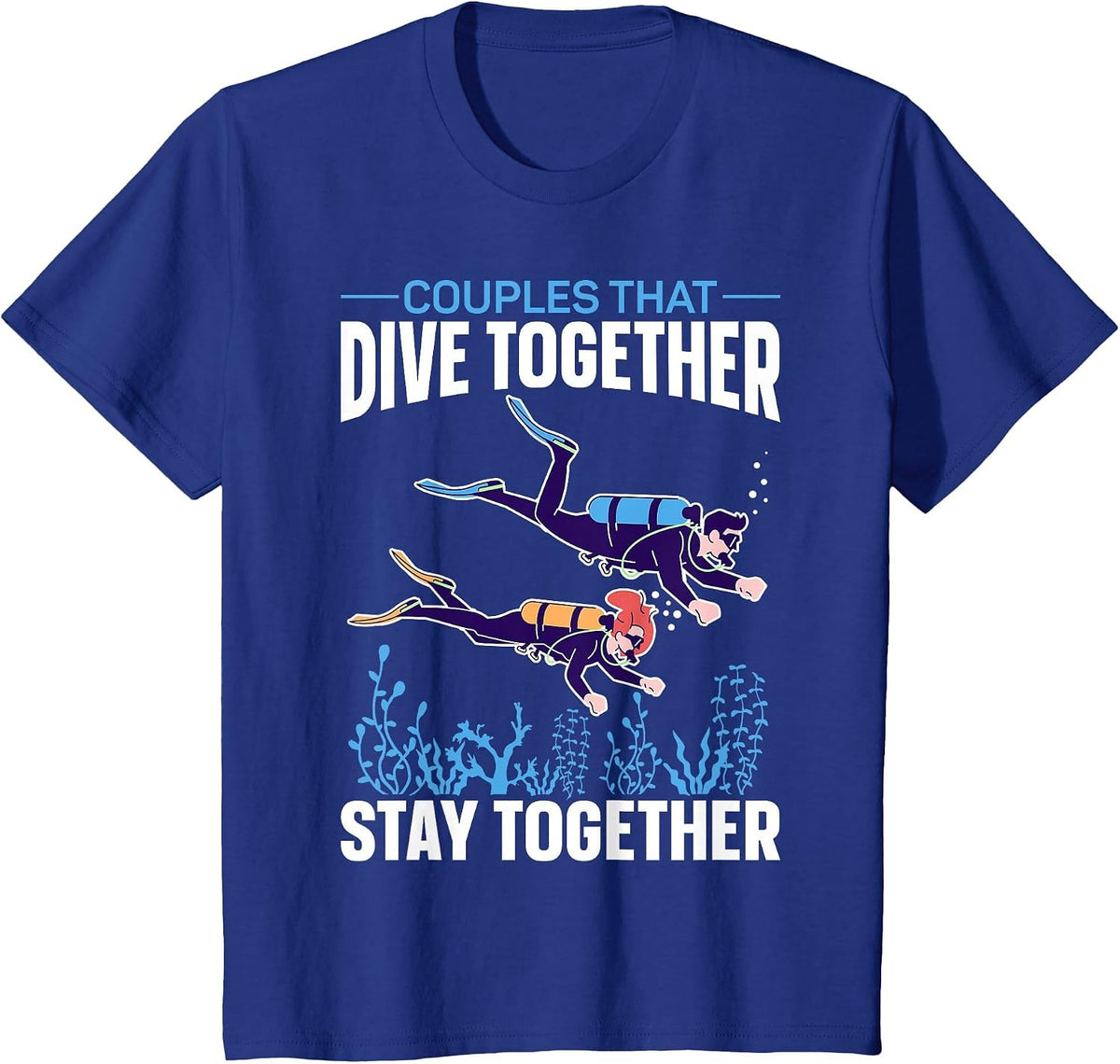 Scuba Diving Diver Girl Marriage Husband Wife Wedding T-Shirt - Royal Blue
