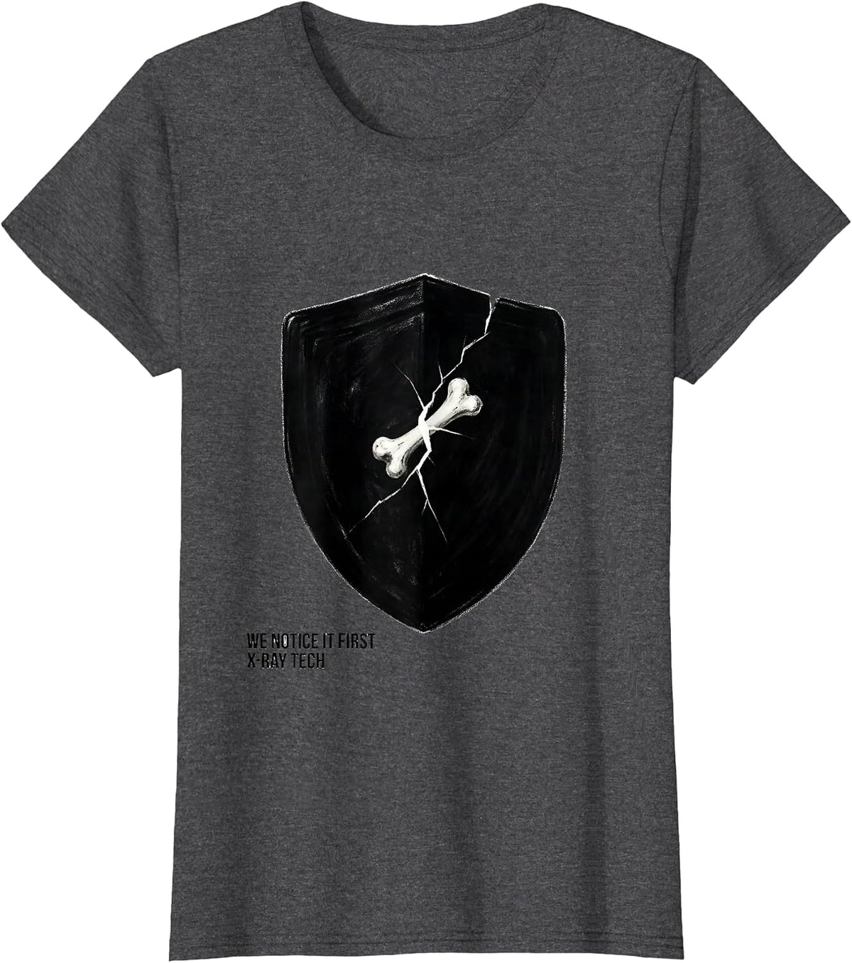 Women's We Notice It First X-Ray Tech Radiology Rad Tech Minimalist T-Shirt - Dark Heather Grey