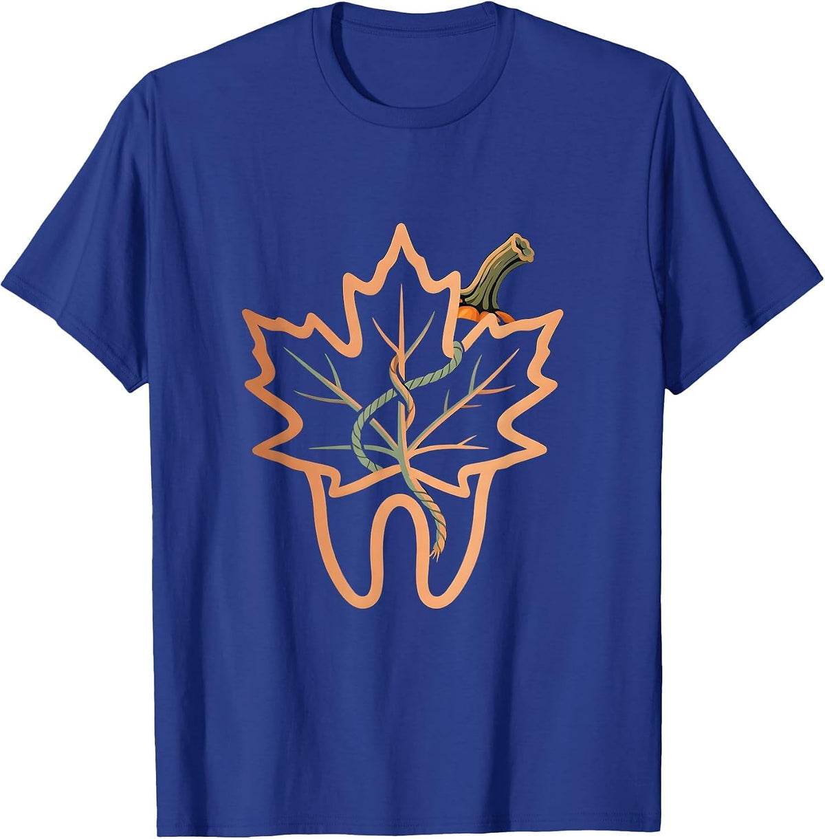 Rounded Molar Maple Leaf Boho Dental Hygienist Halloween T-Shirt - Royal Blue