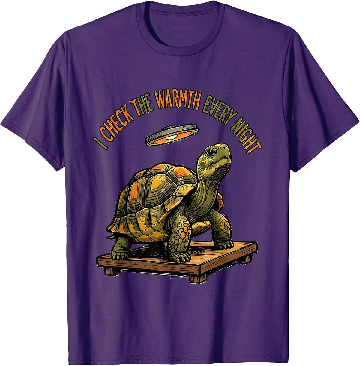 I Check The Warmth Every Night Funny Tortoise Lover Pet T-Shirt - Purple