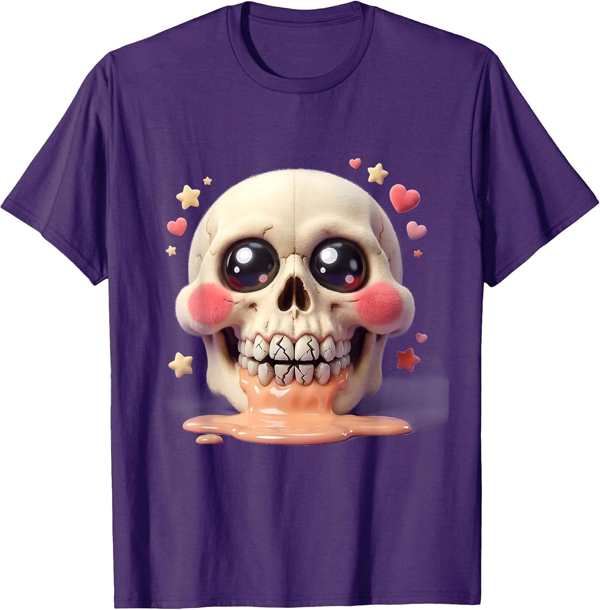 I Have Rabies Drooling Skull Graphic T-Shirt - Purple