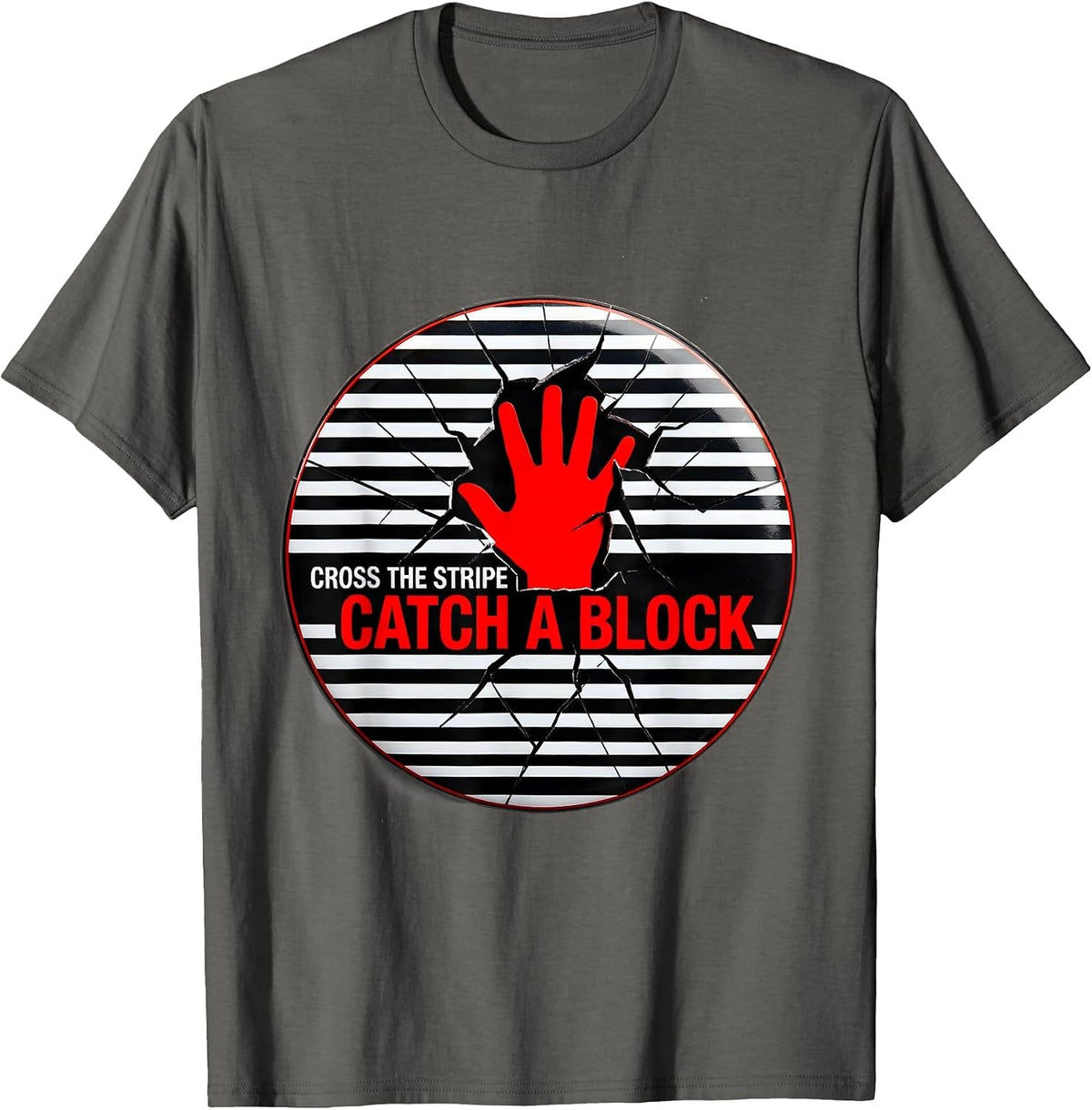 Men's Cross The Stripe Catch A Block Disrupted Stripe Volleyball T-Shirt - Asphalt Grey