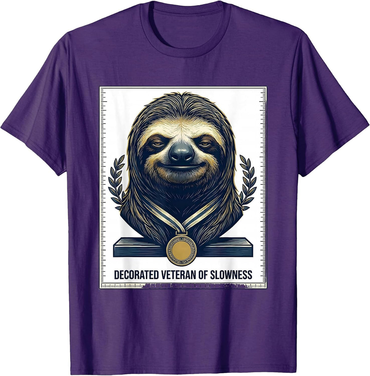 Men's Decorated Veteran Of Slowness Funny Sloth Lover Gift T-Shirt - Purple