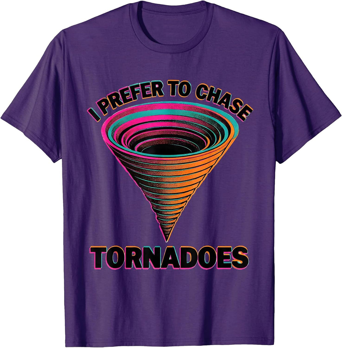 I Prefer To Chase Tornadoes Risograph Storm Chaser T-Shirt - Purple