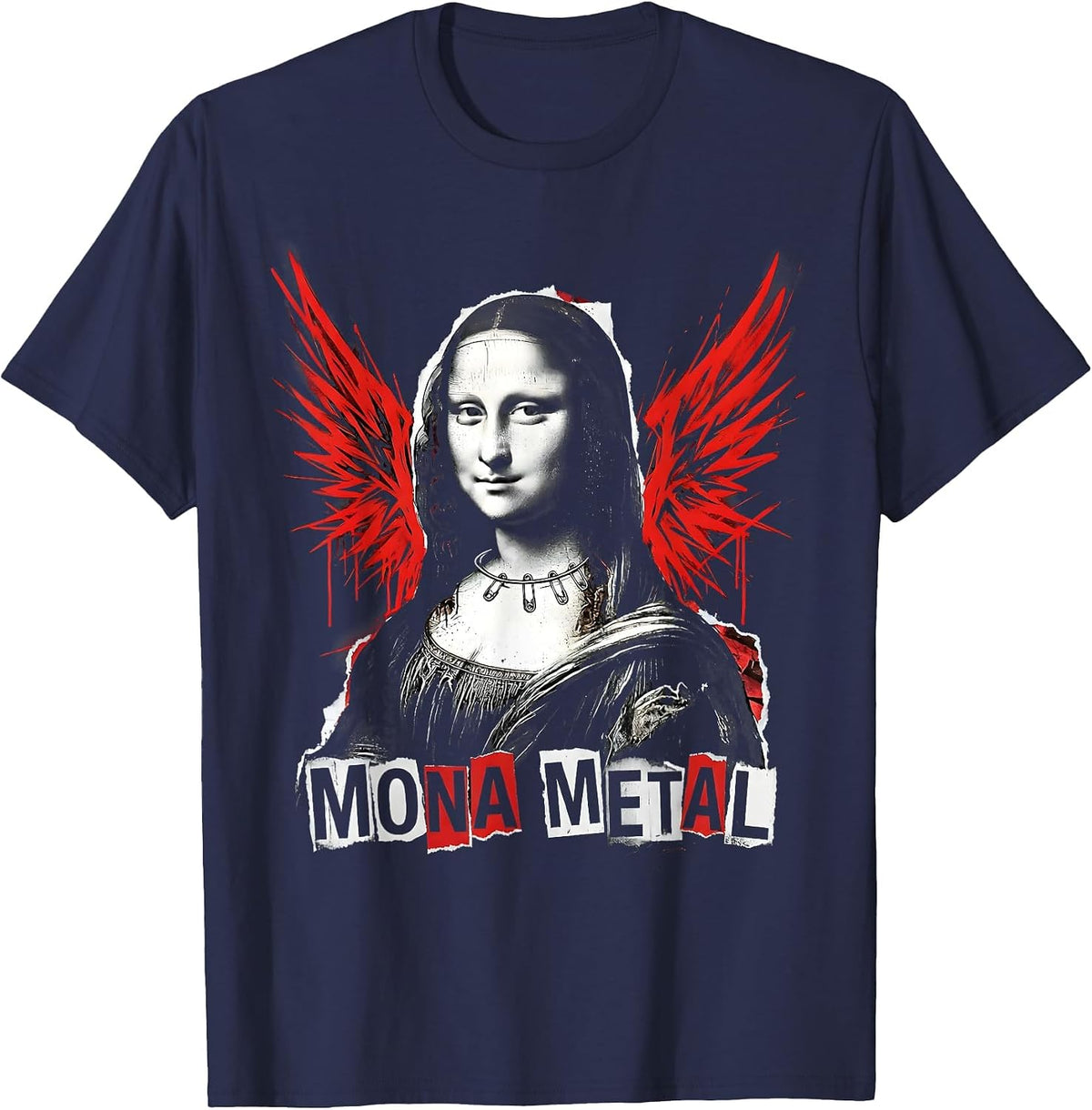 Mona Metal Funny Punk Metal Streetwear Art Lover T-Shirt - Navy Blue