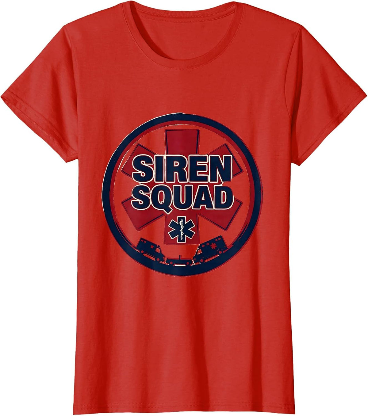 Women's Siren Squad Screenprint EMT Paramedic EMS Crew Gift T-Shirt - Red