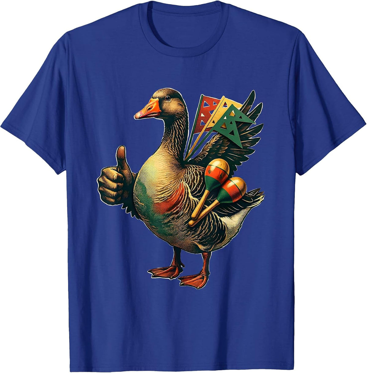 Men's Broad Goose Thumbs-Up Mexican Spanish Pun Humor T-Shirt - Royal Blue