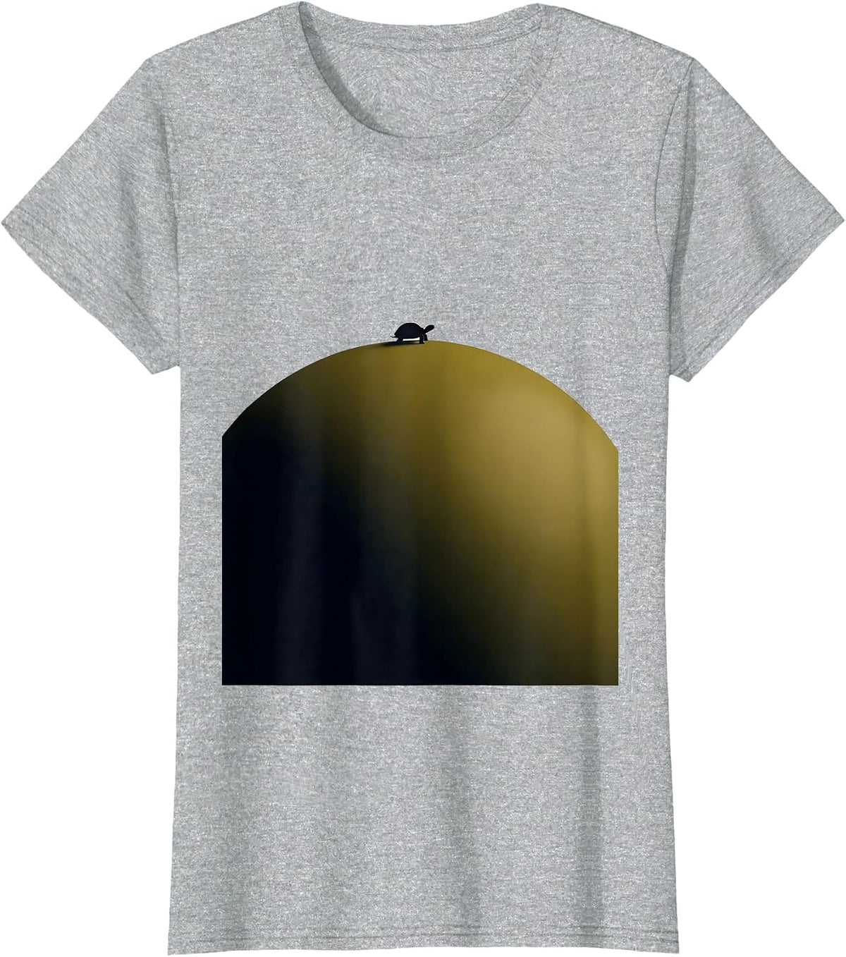 Women's Tiny Turtle Big Tortoise Shell Funny Animal Art T-Shirt - Heather Grey