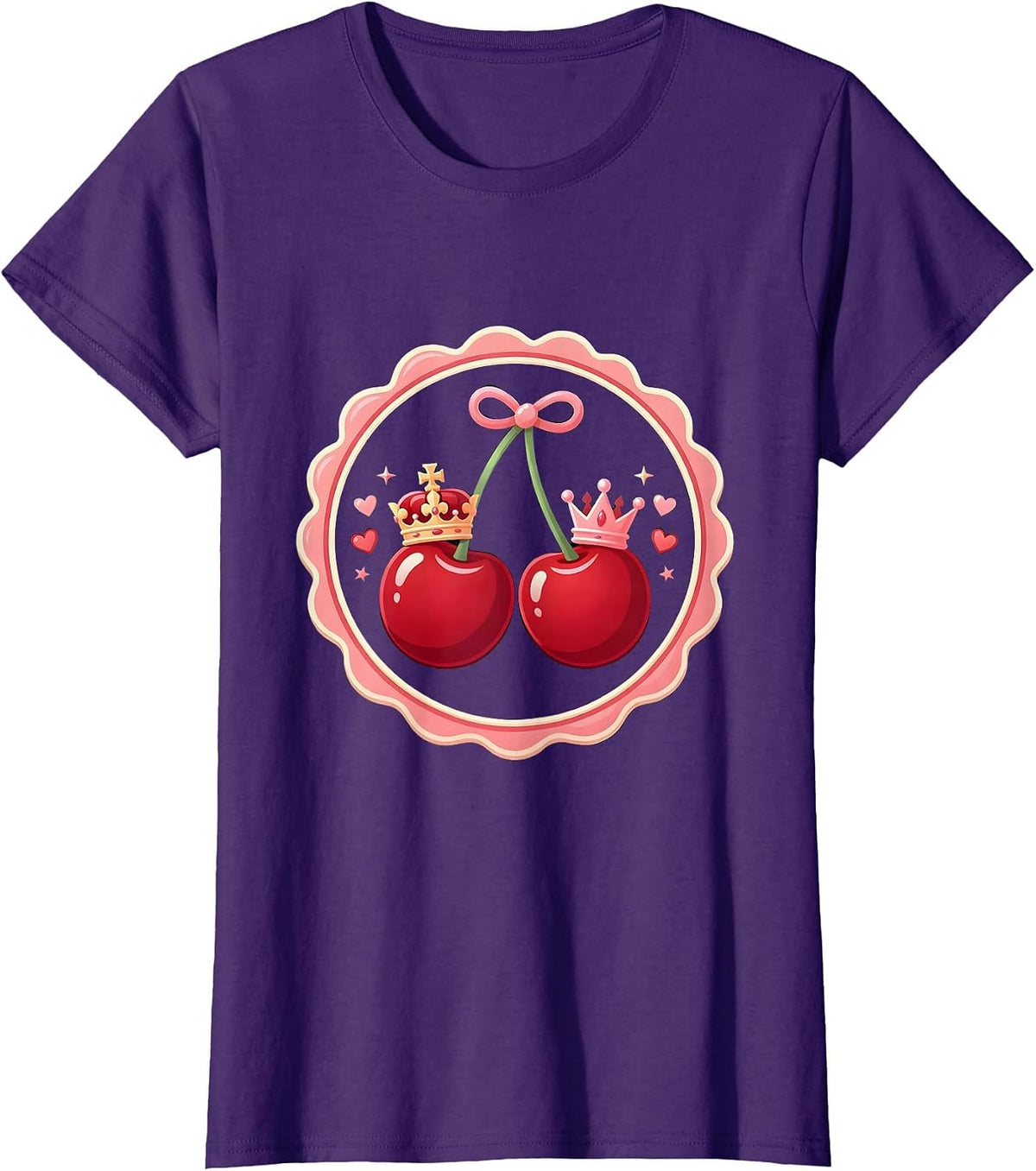 Women's King and Queen Chess Pieces Couples Matching Design T-Shirt - Purple
