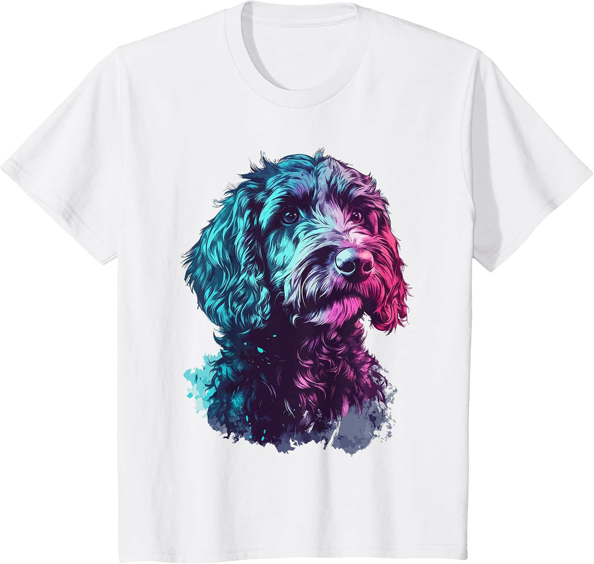 Labradoodle Lovers Colorful Splash Art Labradoodle T-Shirt - White