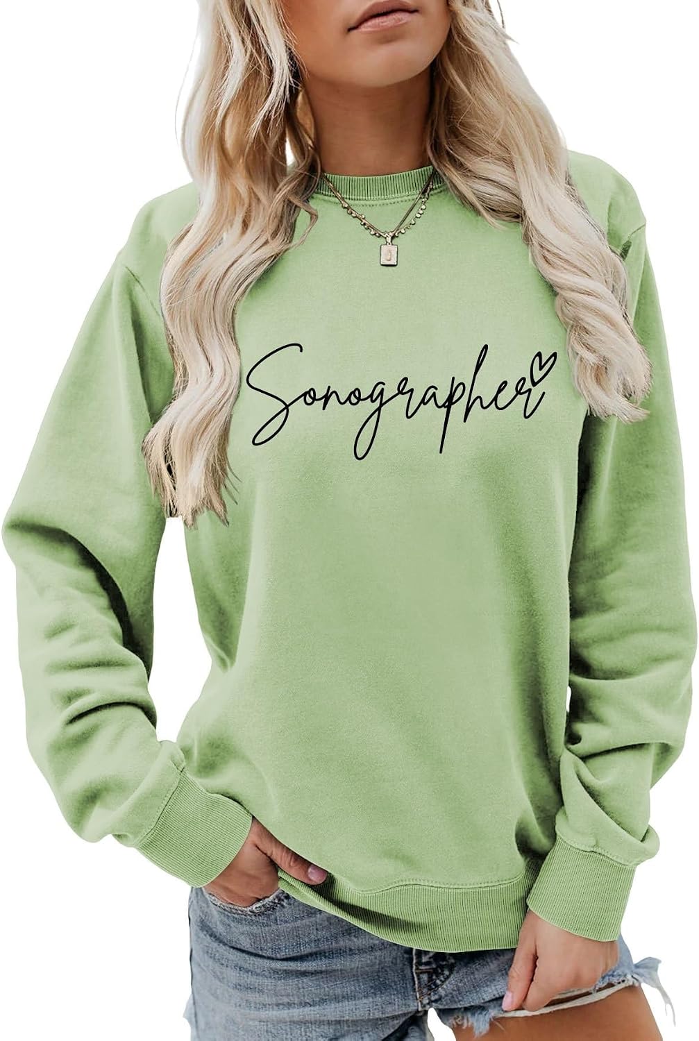 Women's Sonographer Sweatshirt, Inspirational Long Sleeve Crew Neck Top, Great Gift for Healthcare Workers and Sonographers