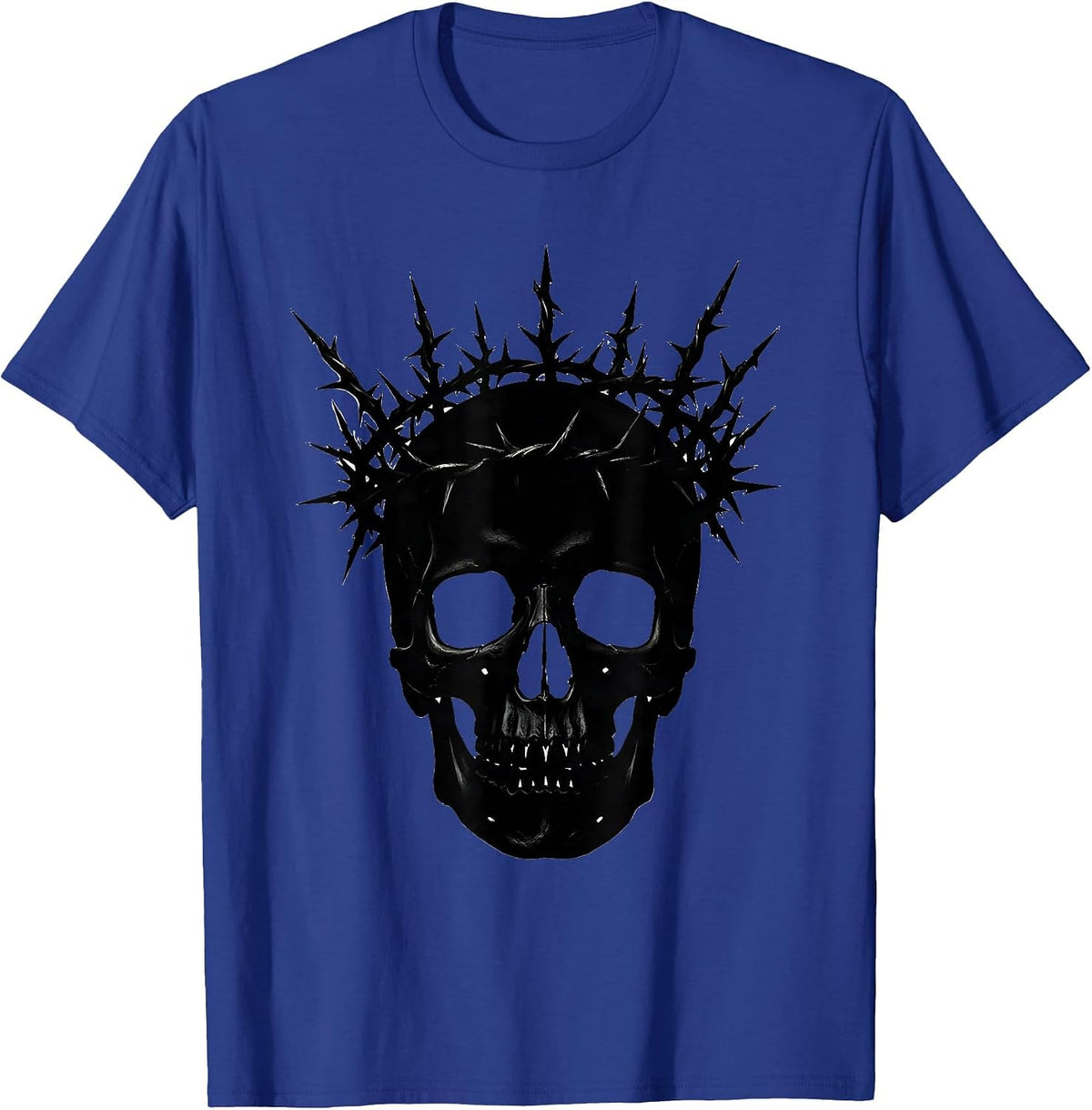 Men's Skull with Rusted Iron Thorn Crown Graphic T-Shirt - Royal Blue