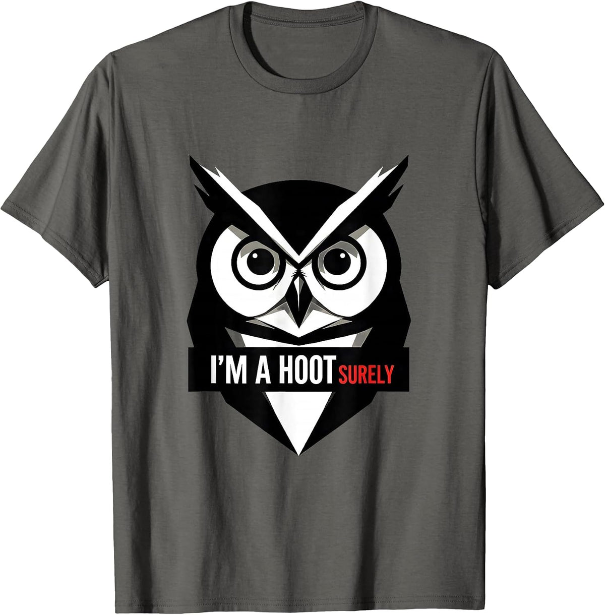 I'm A Hoot Surely Retro Owl Lover Funny Bird Humor T-Shirt - Asphalt Grey