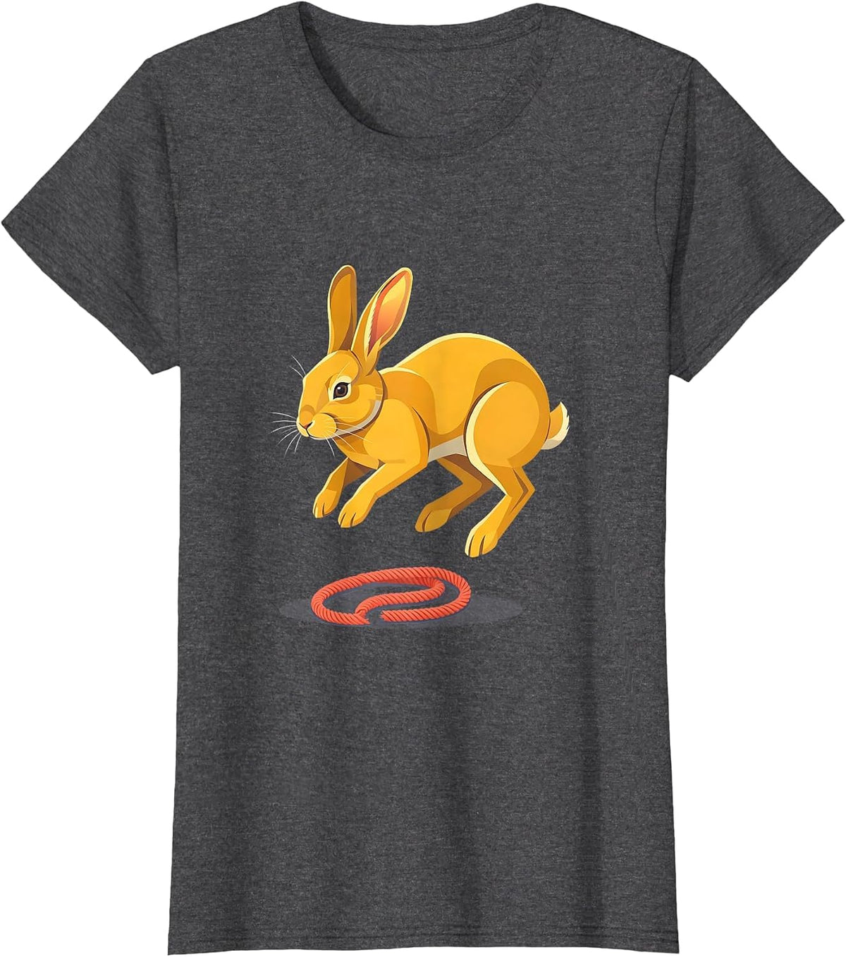 Women's Bunny Hop Flat Vector Rabbit Lover Gift T-Shirt - Dark Heather Grey
