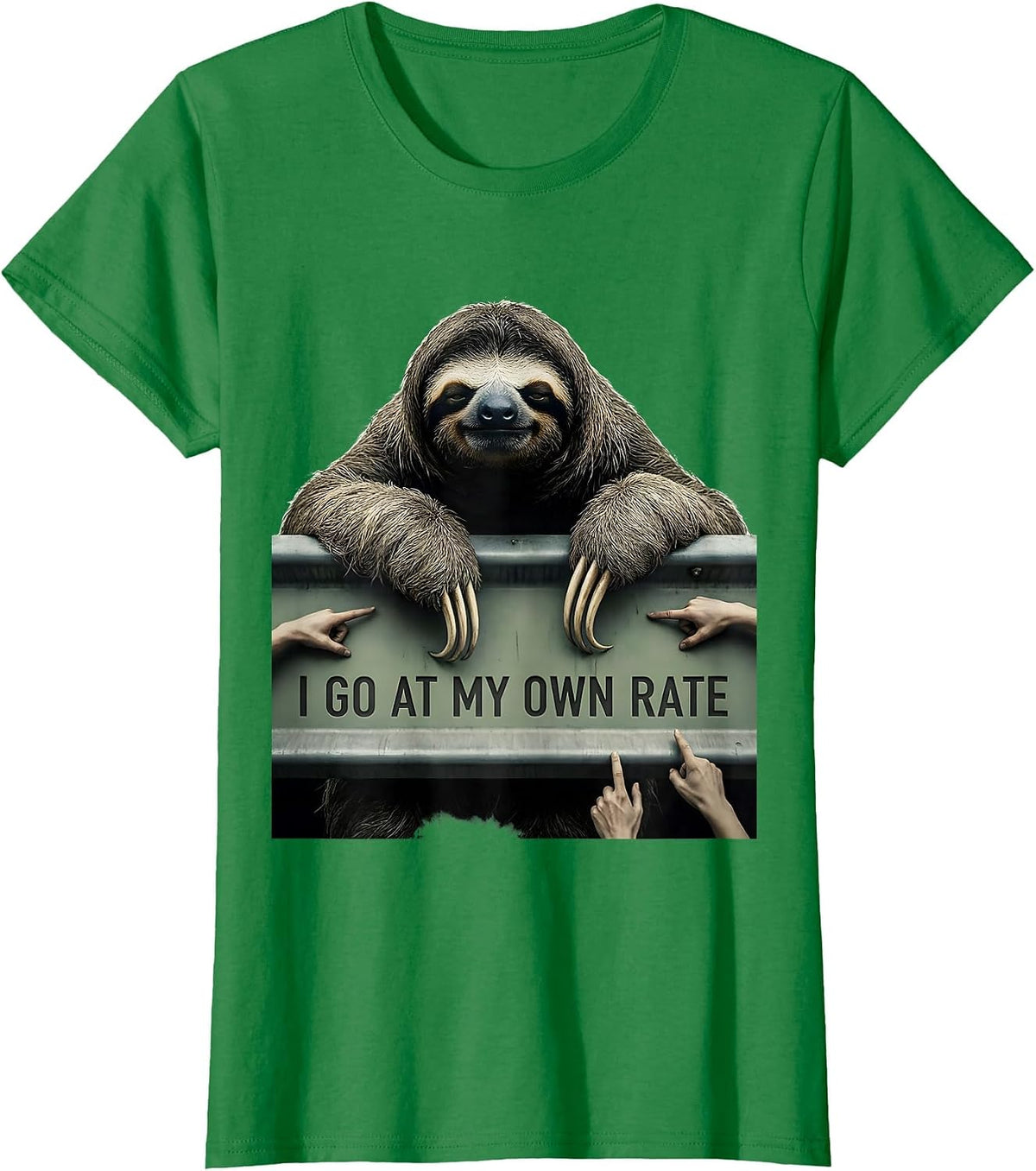 Women's I Go At My Own Rate Funny Sloth Lover Animal Humor Gift T-Shirt - Kelly Green