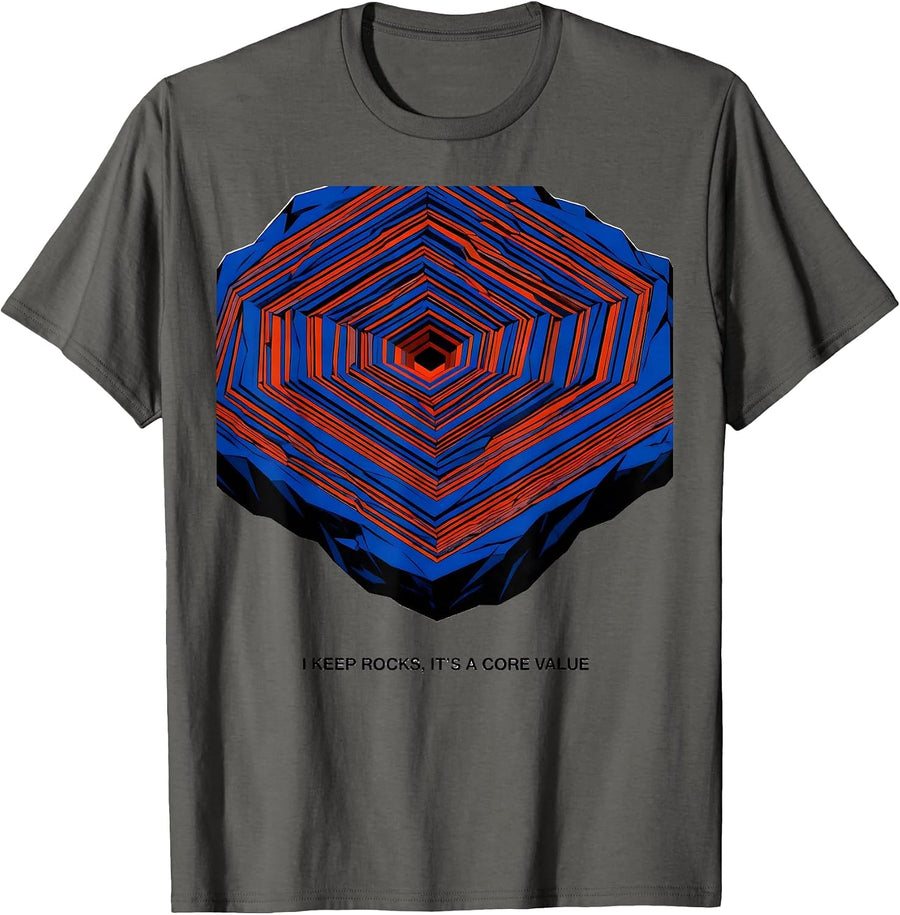 I Keep Rocks It's A Core Value Funny Geology Rock Collector T-Shirt - Asphalt Grey