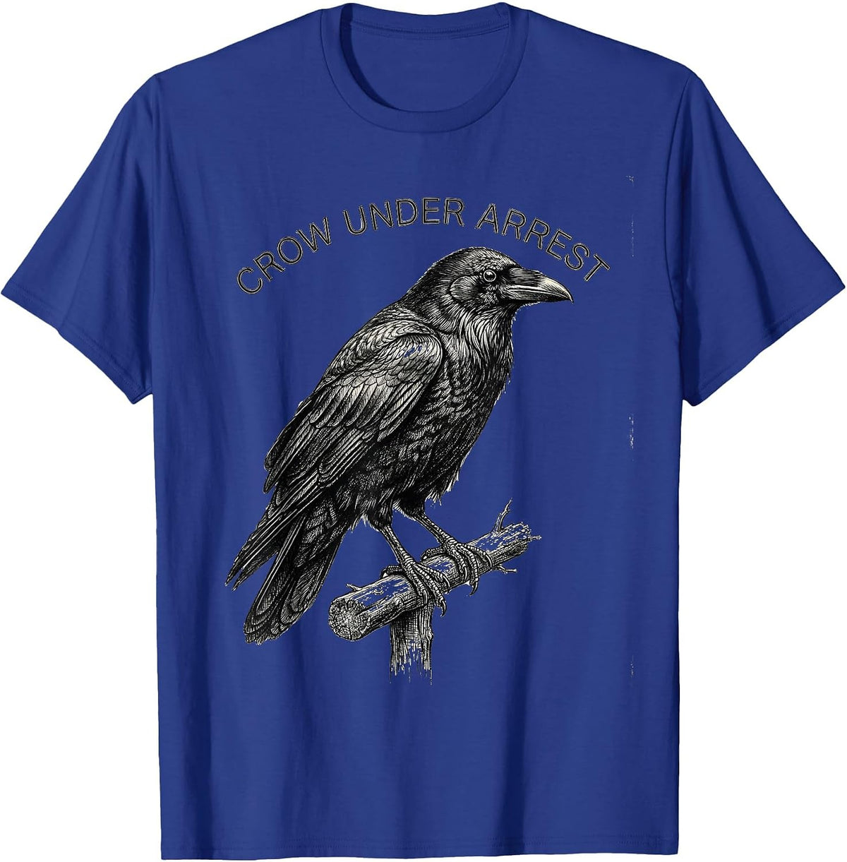 Men's Crow Under Arrest Dark Humor Gothic Bird Lover Gift T-Shirt - Royal Blue