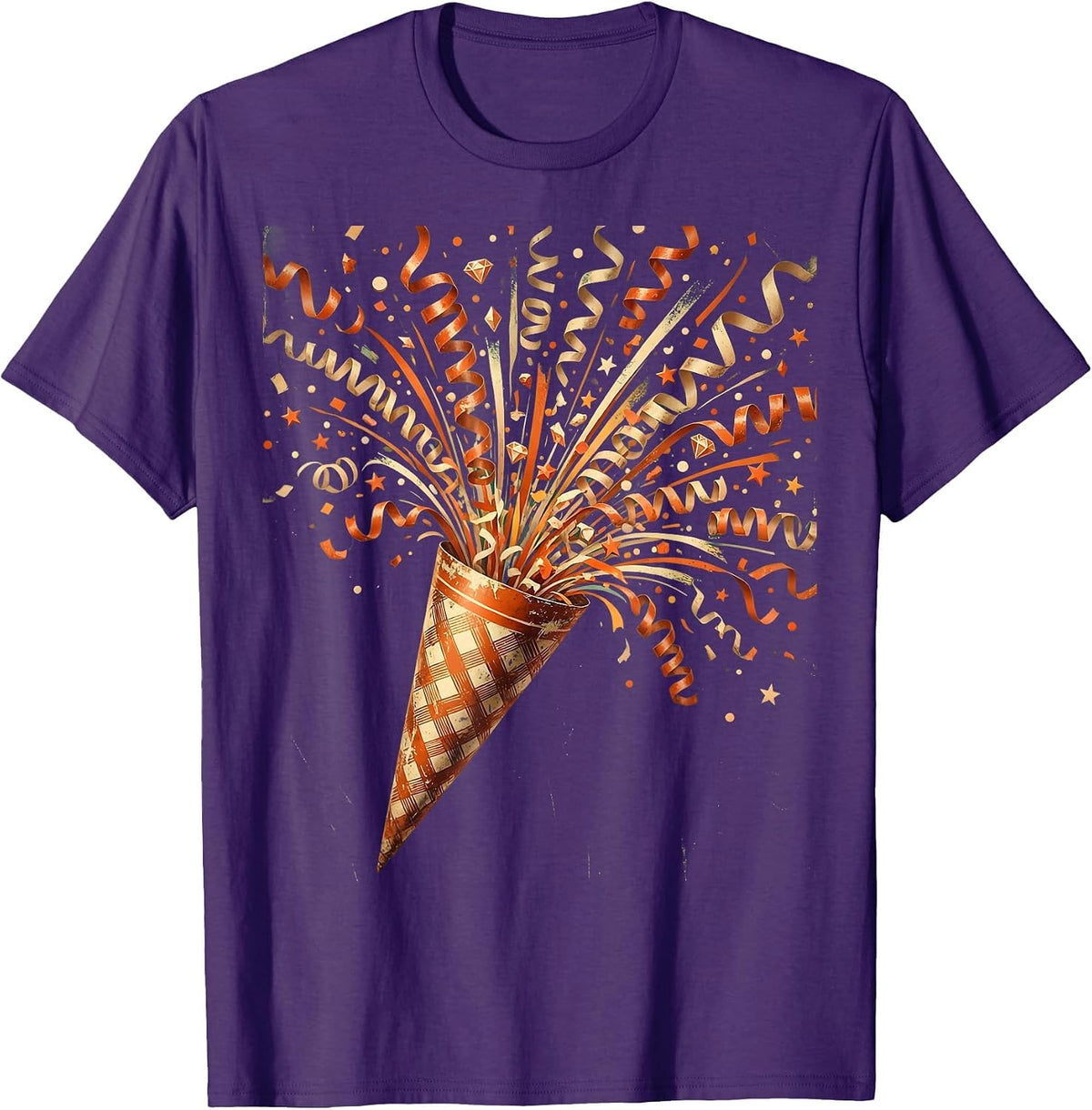 Men's Birthday Party Popper Confetti Celebration Design T-Shirt - Purple