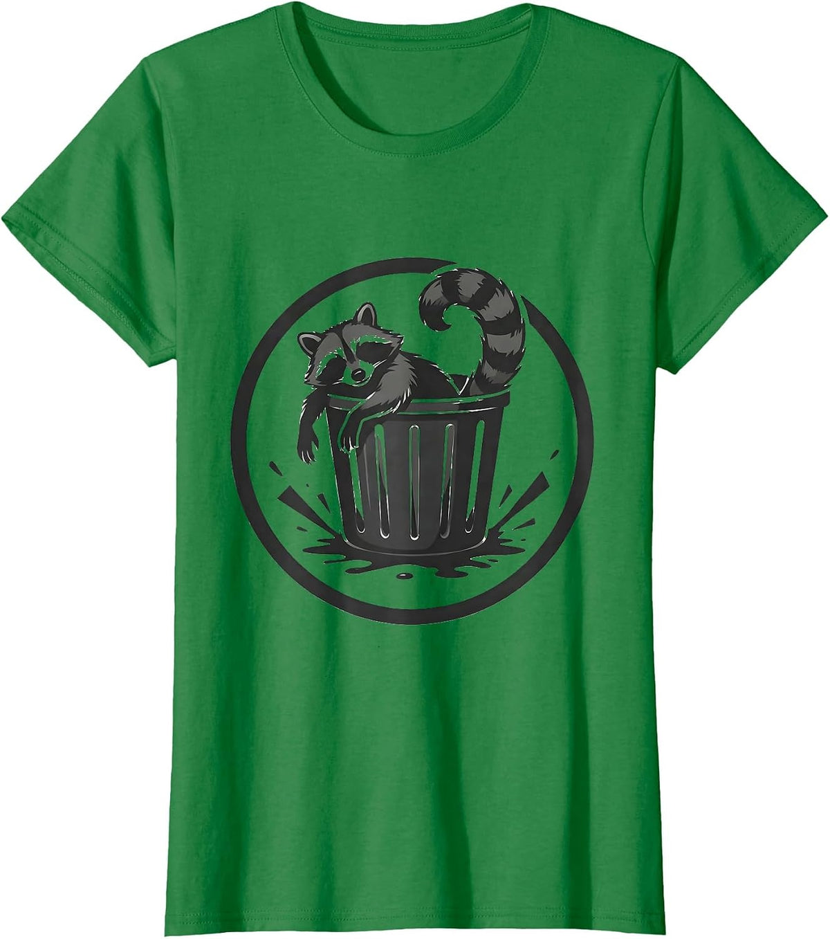 Trash Panda Raccoon Silhouette Drunk Humor Gag Gift T-Shirt - Kelly Green